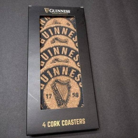 Guinness Cork Coasters (Pack of 4), NEW, Bar Decor, Beer Lover, Man Cave - Picture 3 of 4